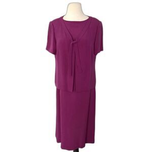 Cynthia Howie Maggy Boutique Fuchsia Silk Sleeveless Midi Dress with Shrug Sz 10